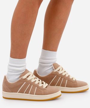 tênis casual recortes laterais texturizado ace bege