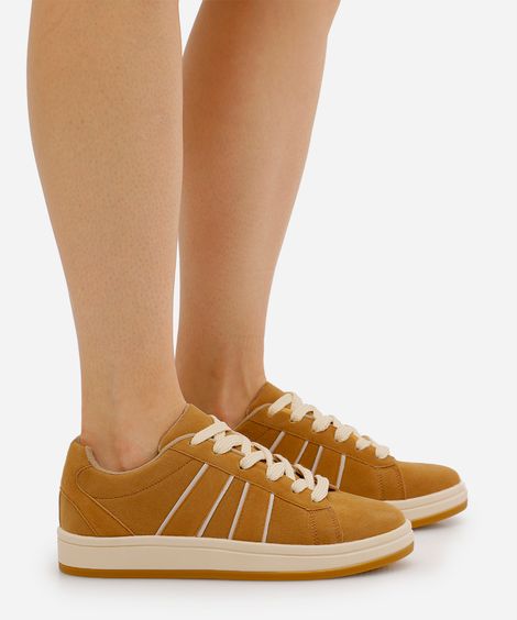 tênis casual recortes laterais texturizado ace marrom