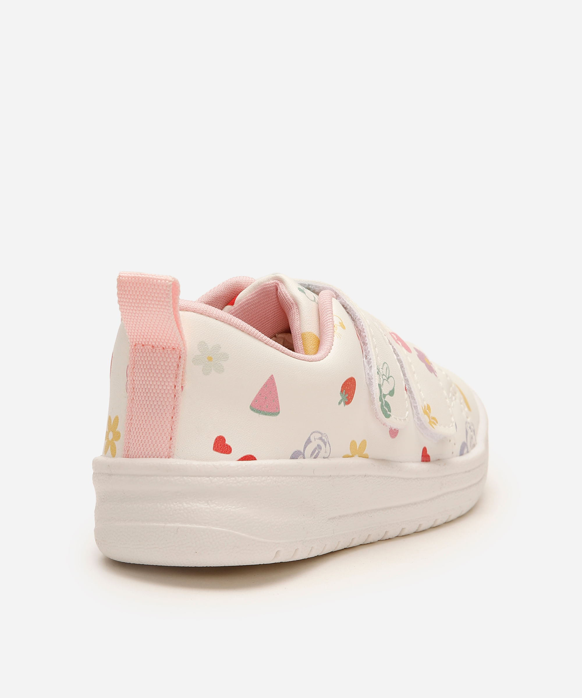 tênis casual infantil com velcro minnie branco