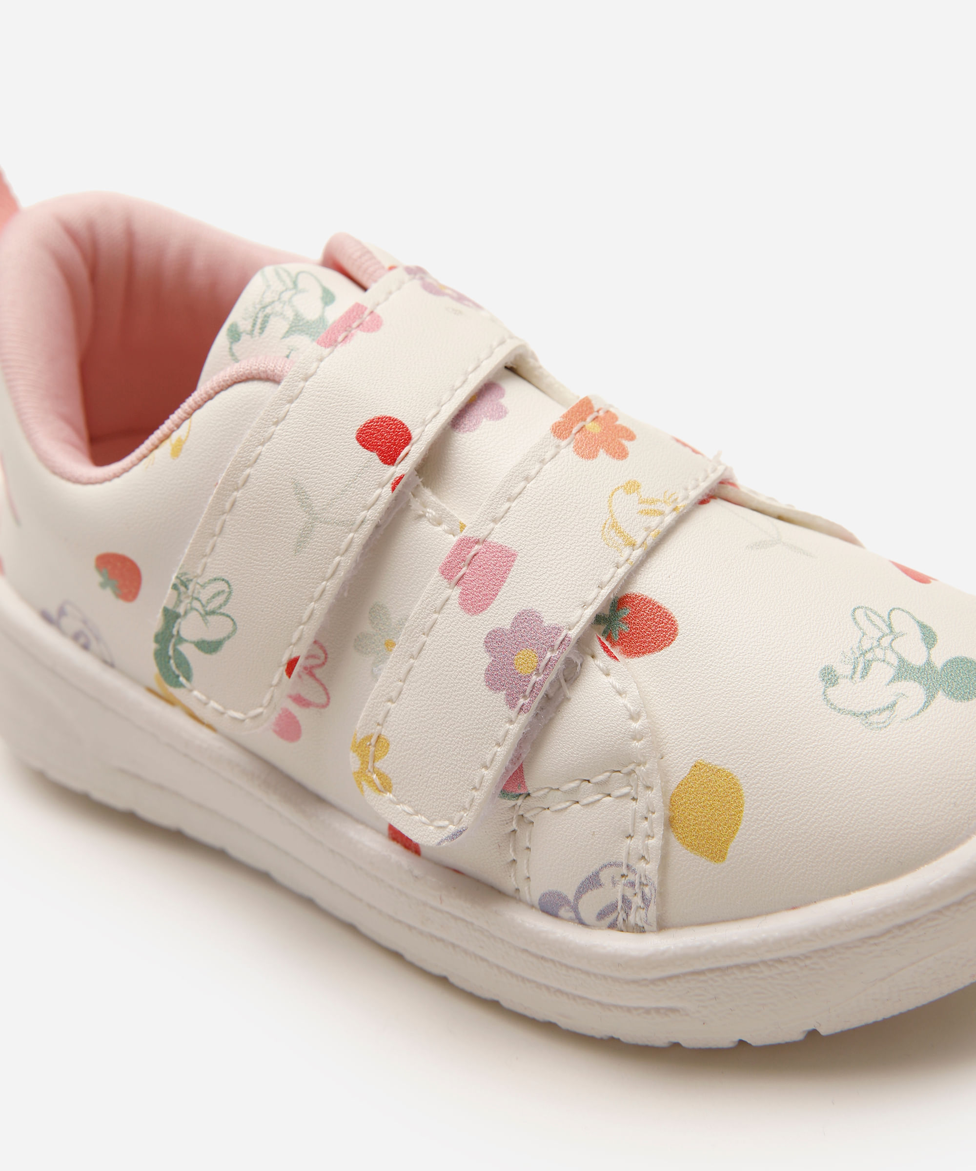 tênis casual infantil com velcro minnie branco