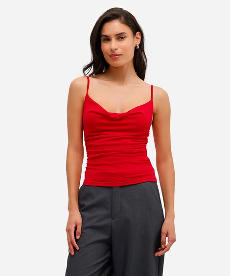 blusa feminina alça fina franzida vinho