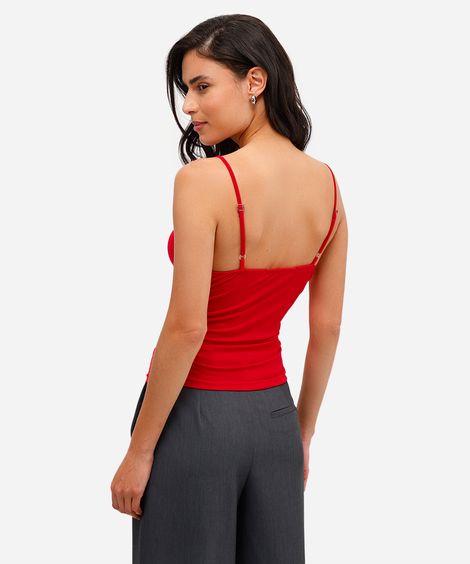 blusa feminina alça fina franzida vinho