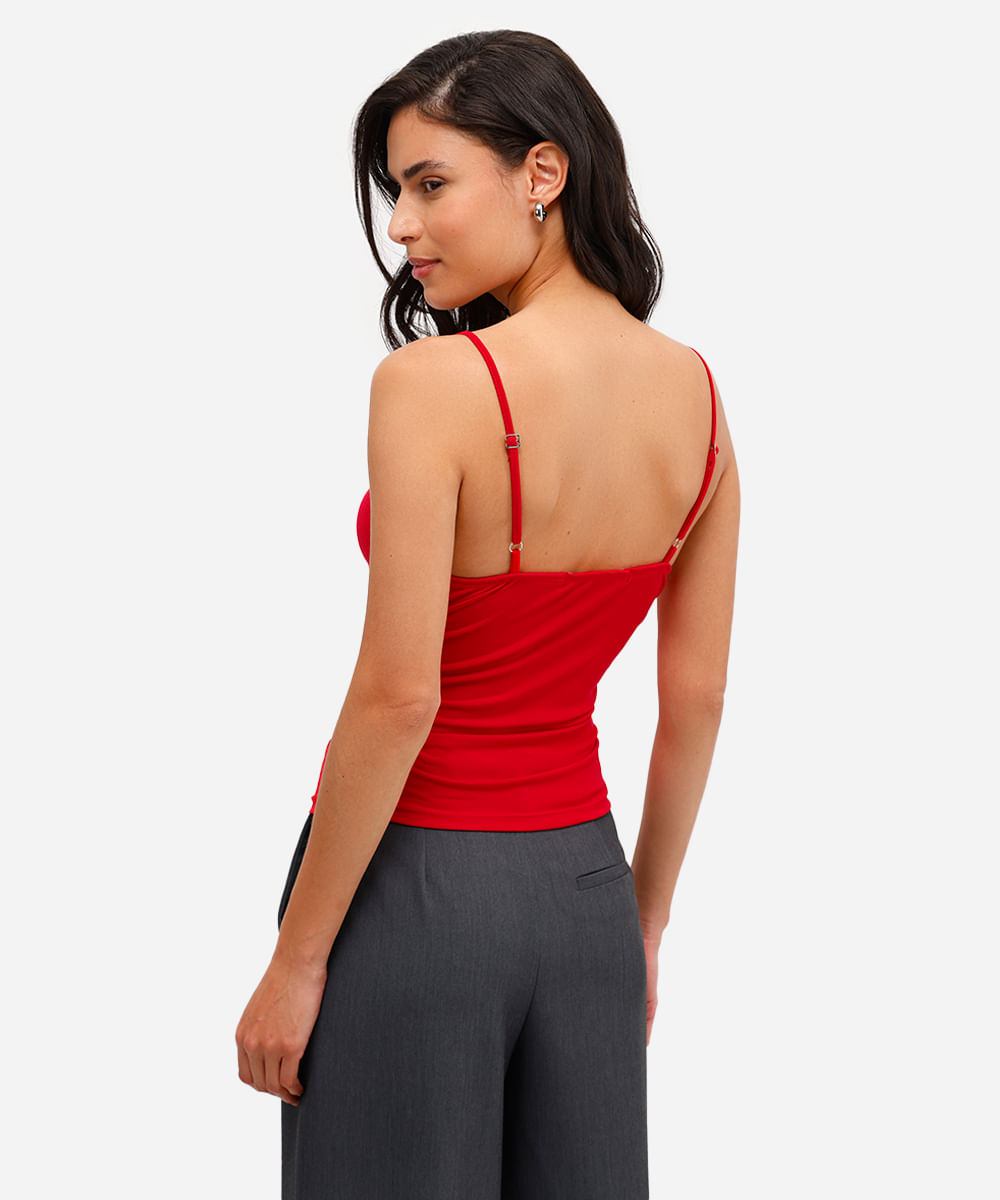 blusa feminina alça fina franzida vinho
