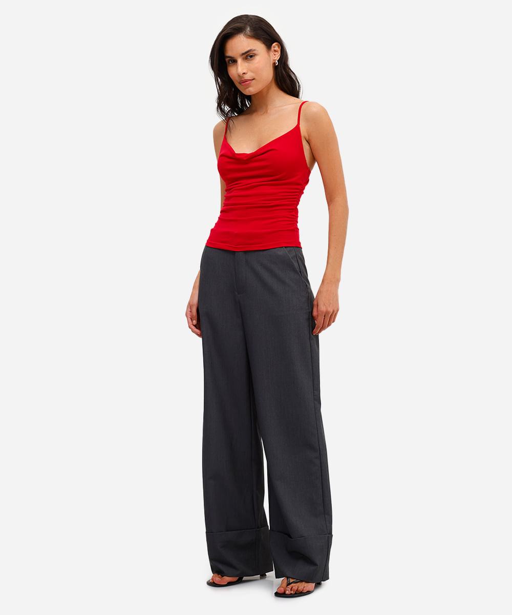 blusa feminina alça fina franzida vinho
