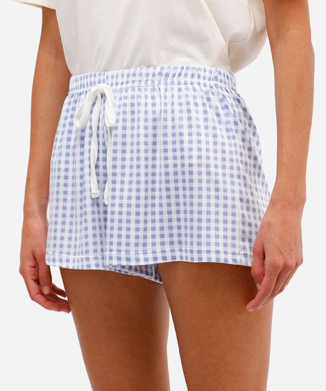 short de pijama avulso xadrez azul