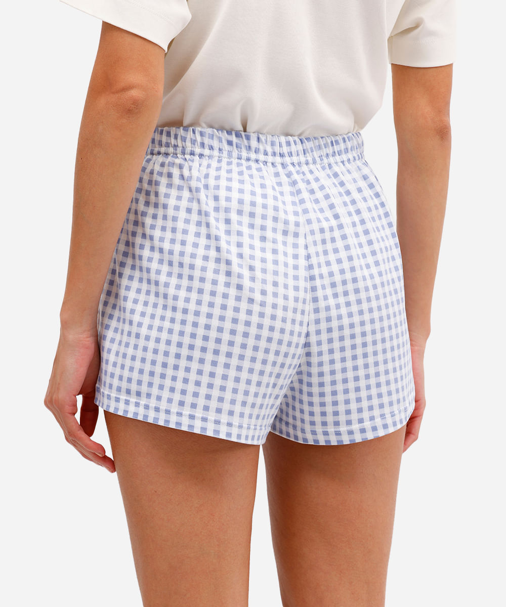 short de pijama avulso xadrez azul