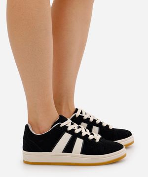 tênis casual recortes laterais texturizado ace preto