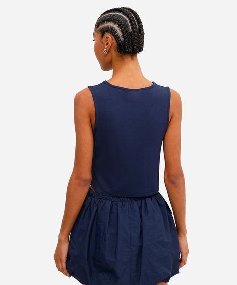 colete feminino de viscose com botões azul