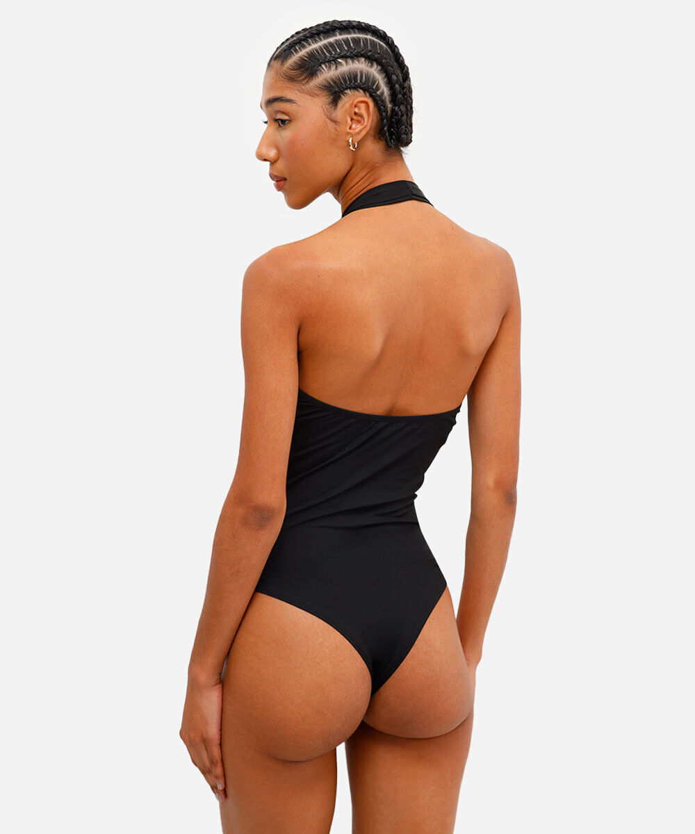 body feminino de poliamida frente única preto