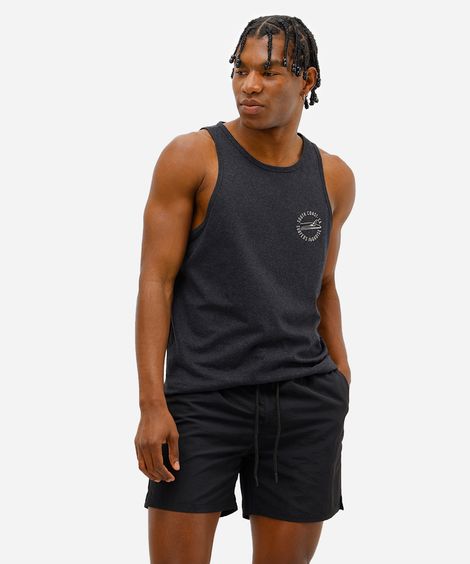 short masculino de poliamida cós elástico preto