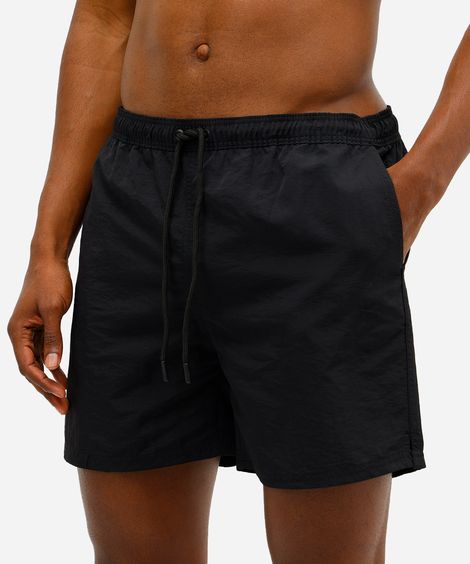 short masculino de poliamida cós elástico preto