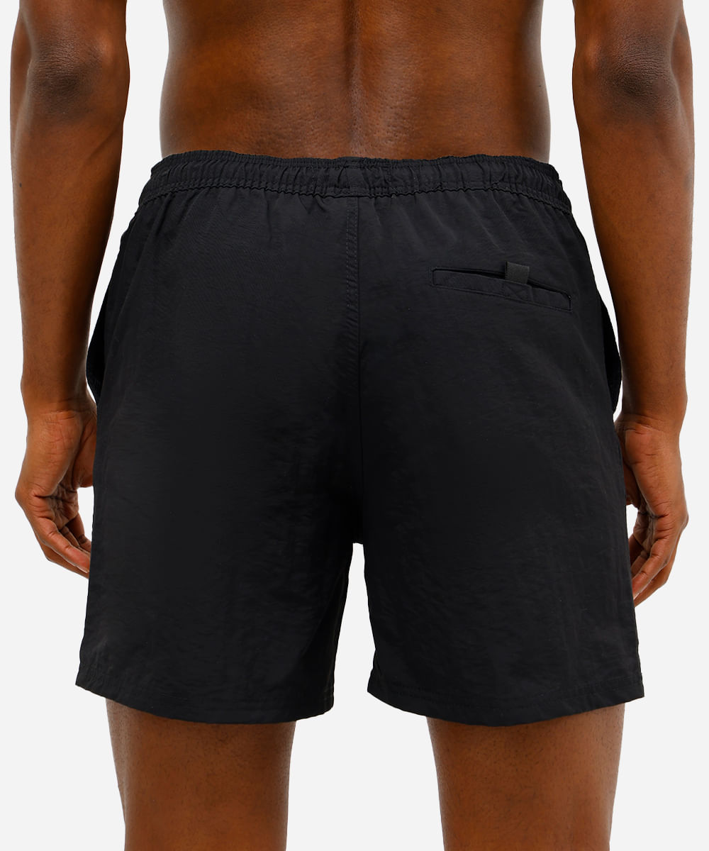 short masculino de poliamida cós elástico preto