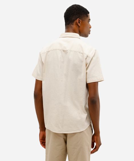 camisa comfort masculina texturizada manga curta bege