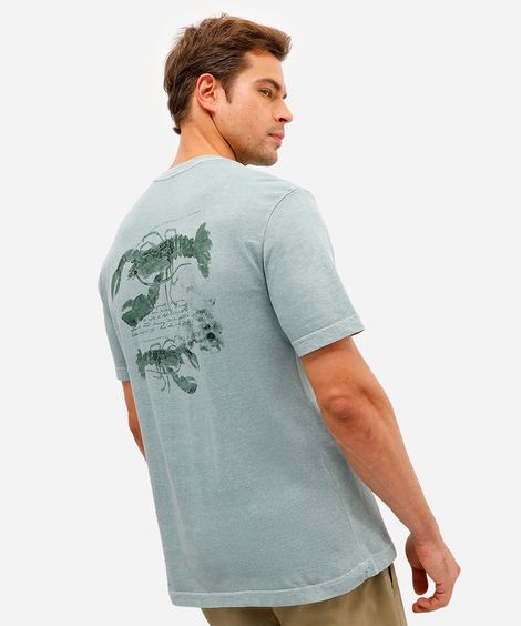 camiseta masculina de algodão lagosta estonada verde