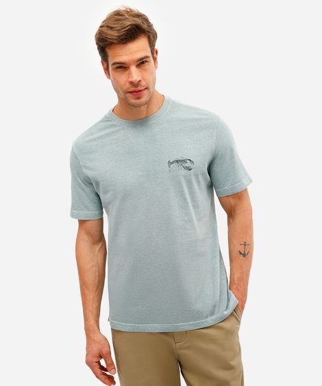 camiseta masculina de algodão lagosta estonada verde