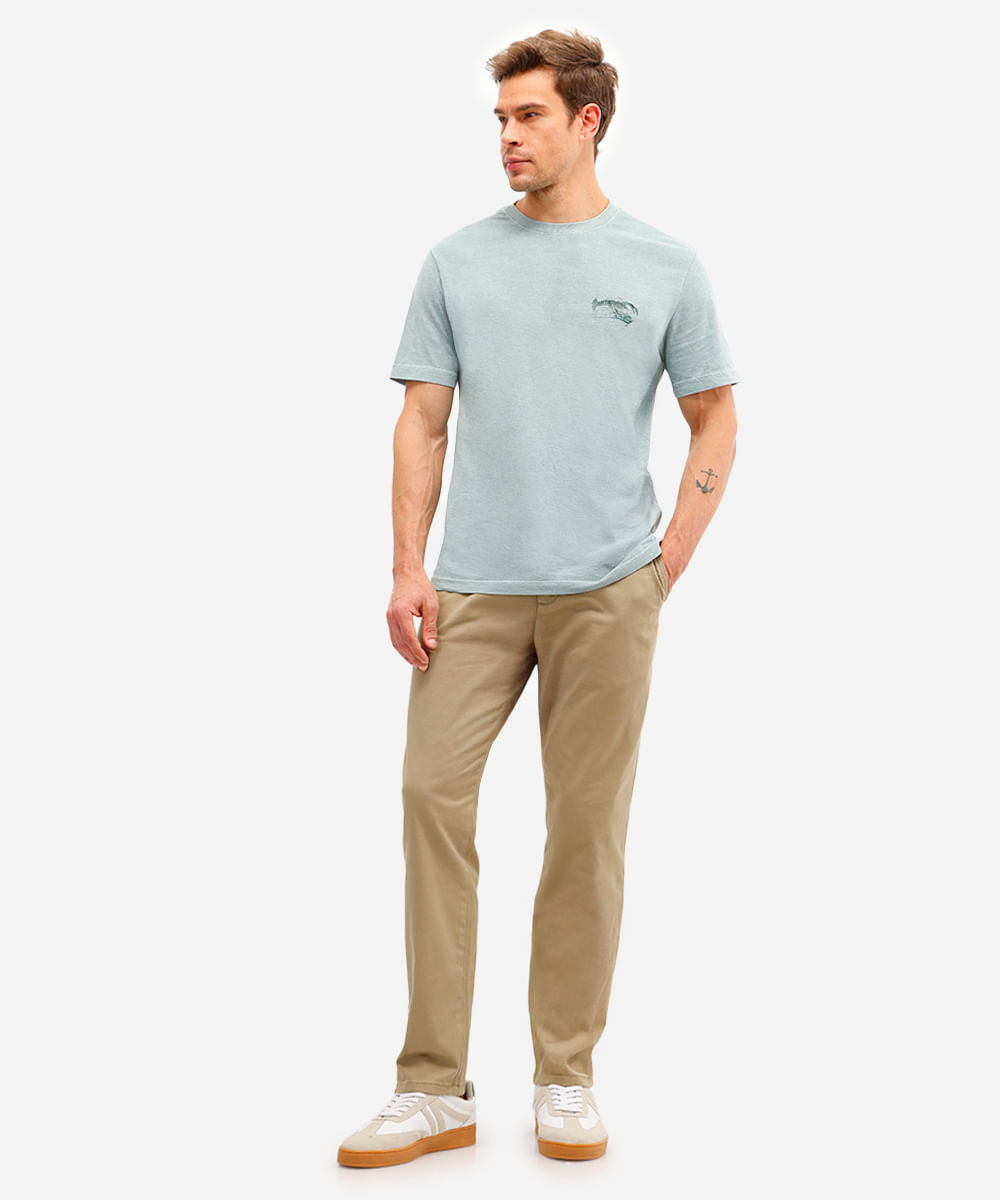 camiseta masculina de algodão lagosta estonada verde