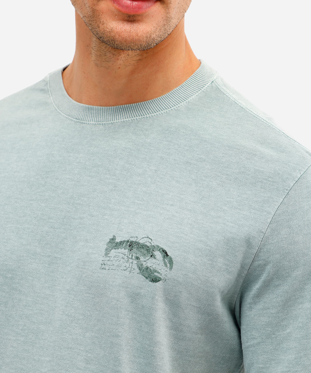 camiseta masculina de algodão lagosta estonada verde