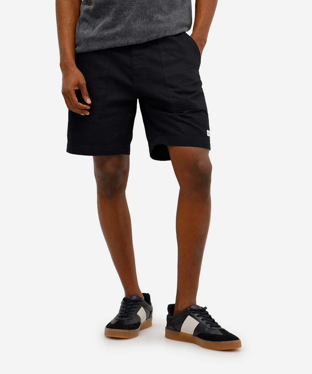 bermuda masculina de sarja preto