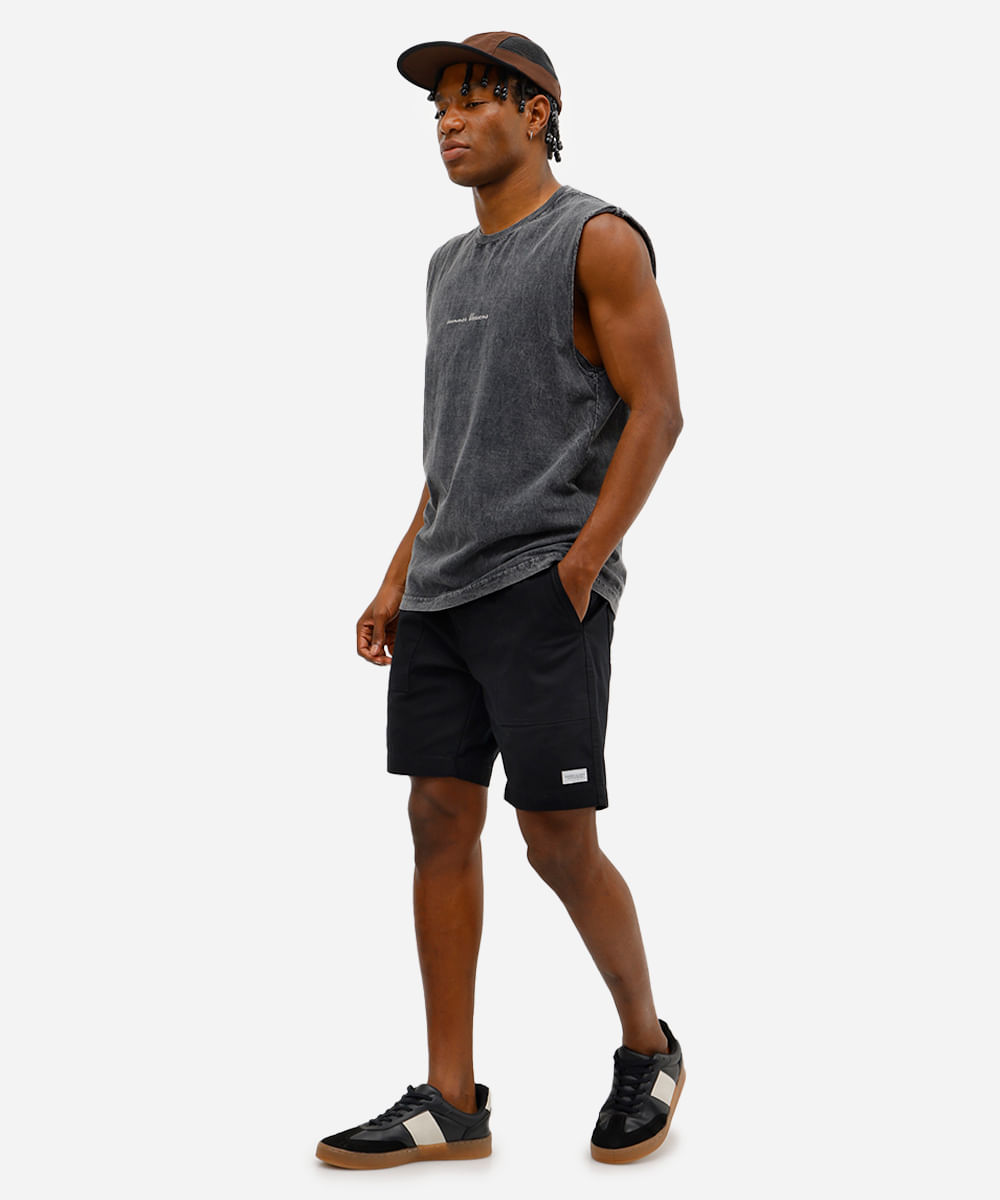 bermuda masculina de sarja preto