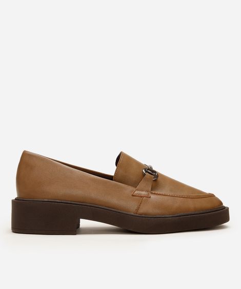 mocassim feminino com fivela oneself bege