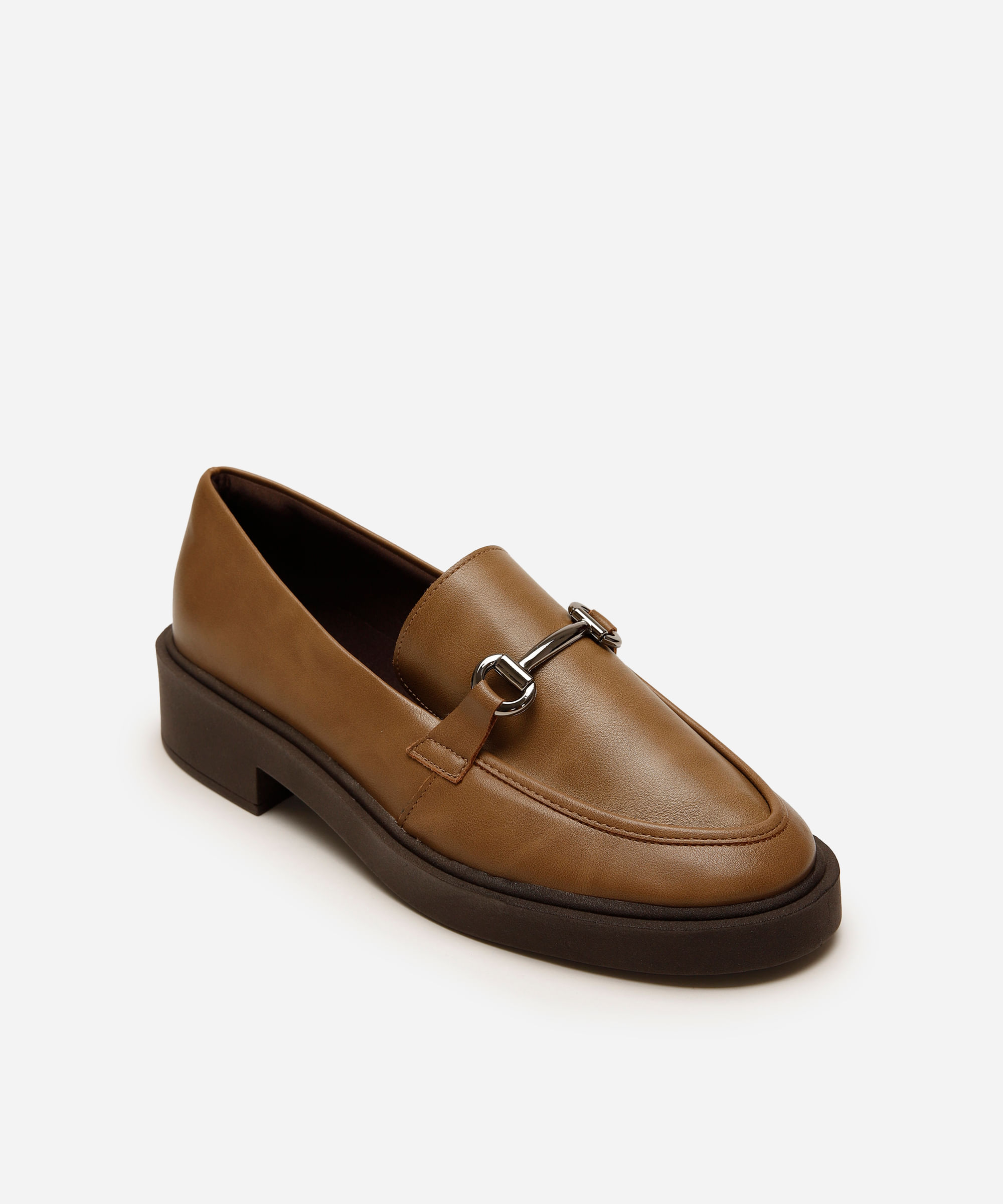mocassim feminino com fivela oneself bege