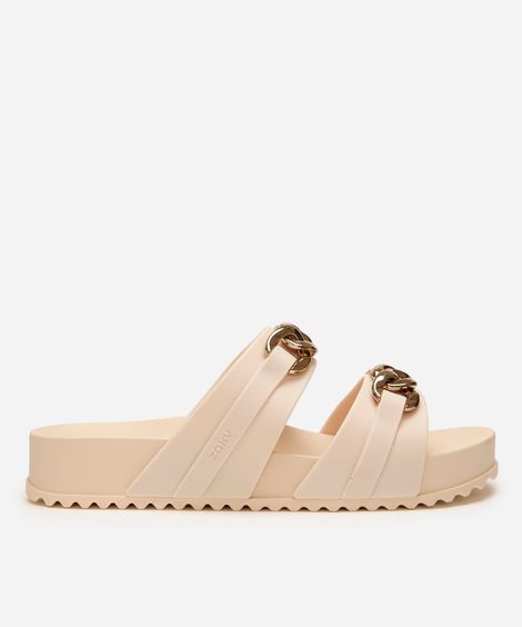 papete feminina com corrente zaxy off white