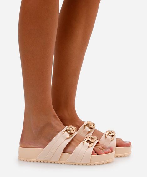 papete feminina com corrente zaxy off white