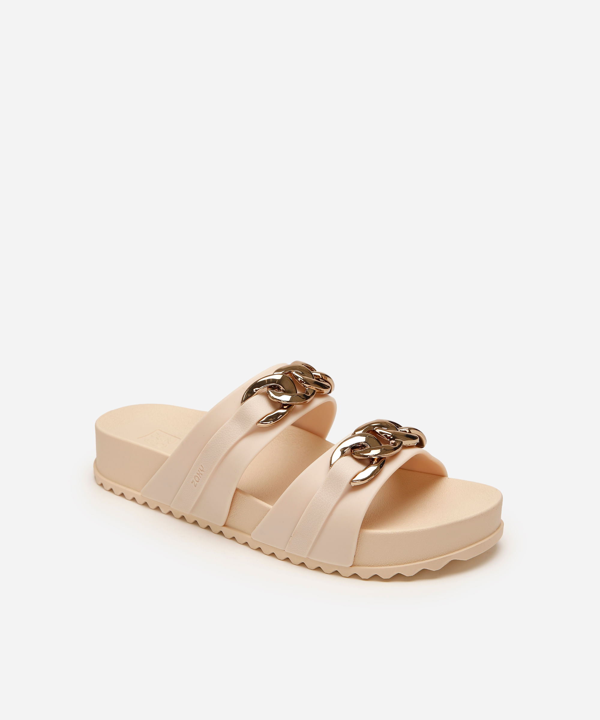 papete feminina com corrente zaxy off white