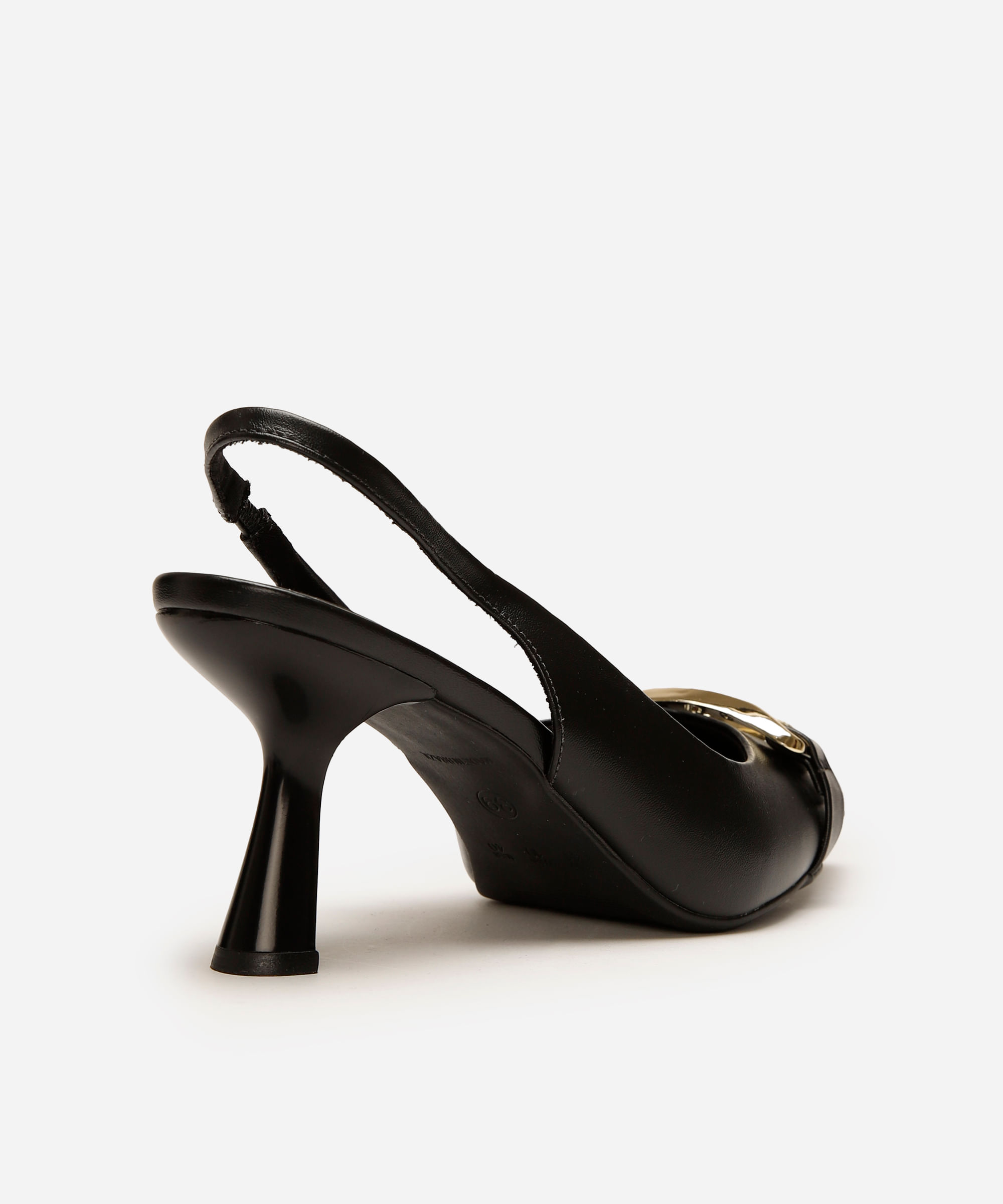scarpin bico fino feminino com fivela oneself - preto