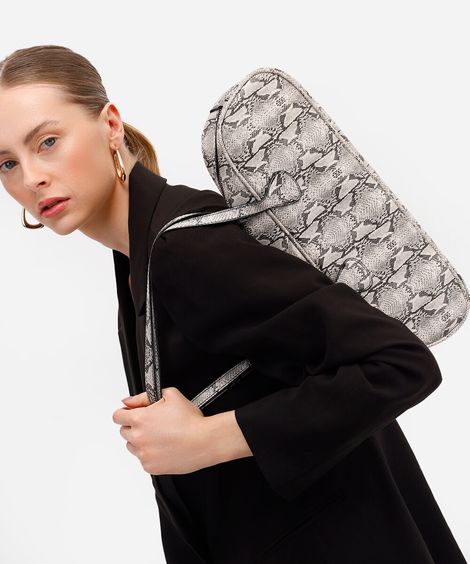 bolsa baguete animal print preta