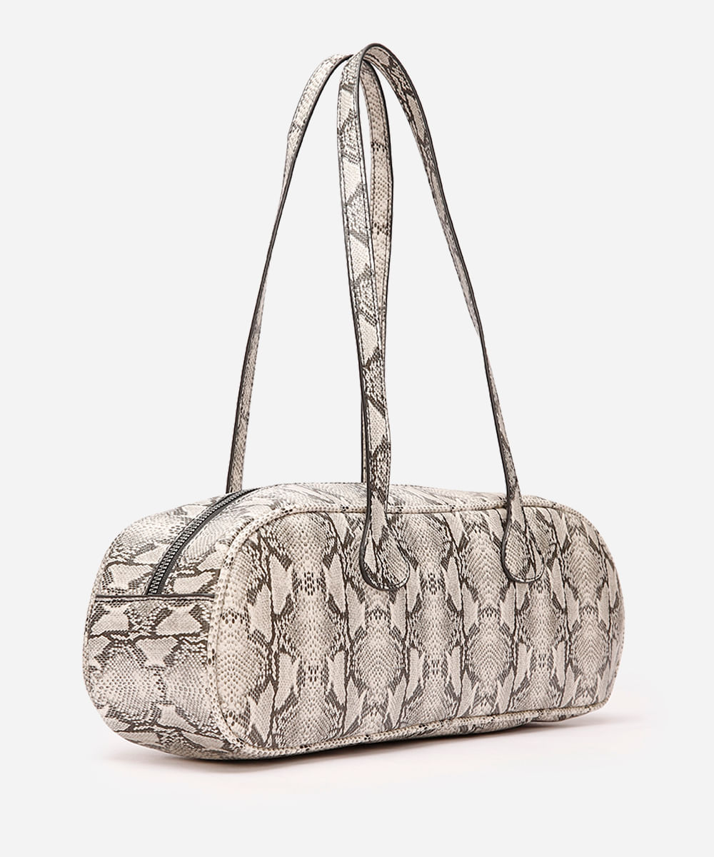 bolsa baguete animal print preta