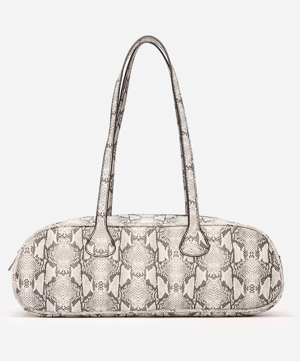 bolsa baguete animal print preta