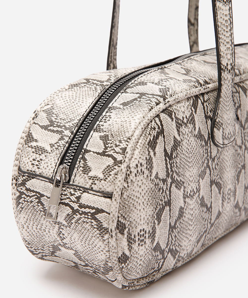 bolsa baguete animal print preta