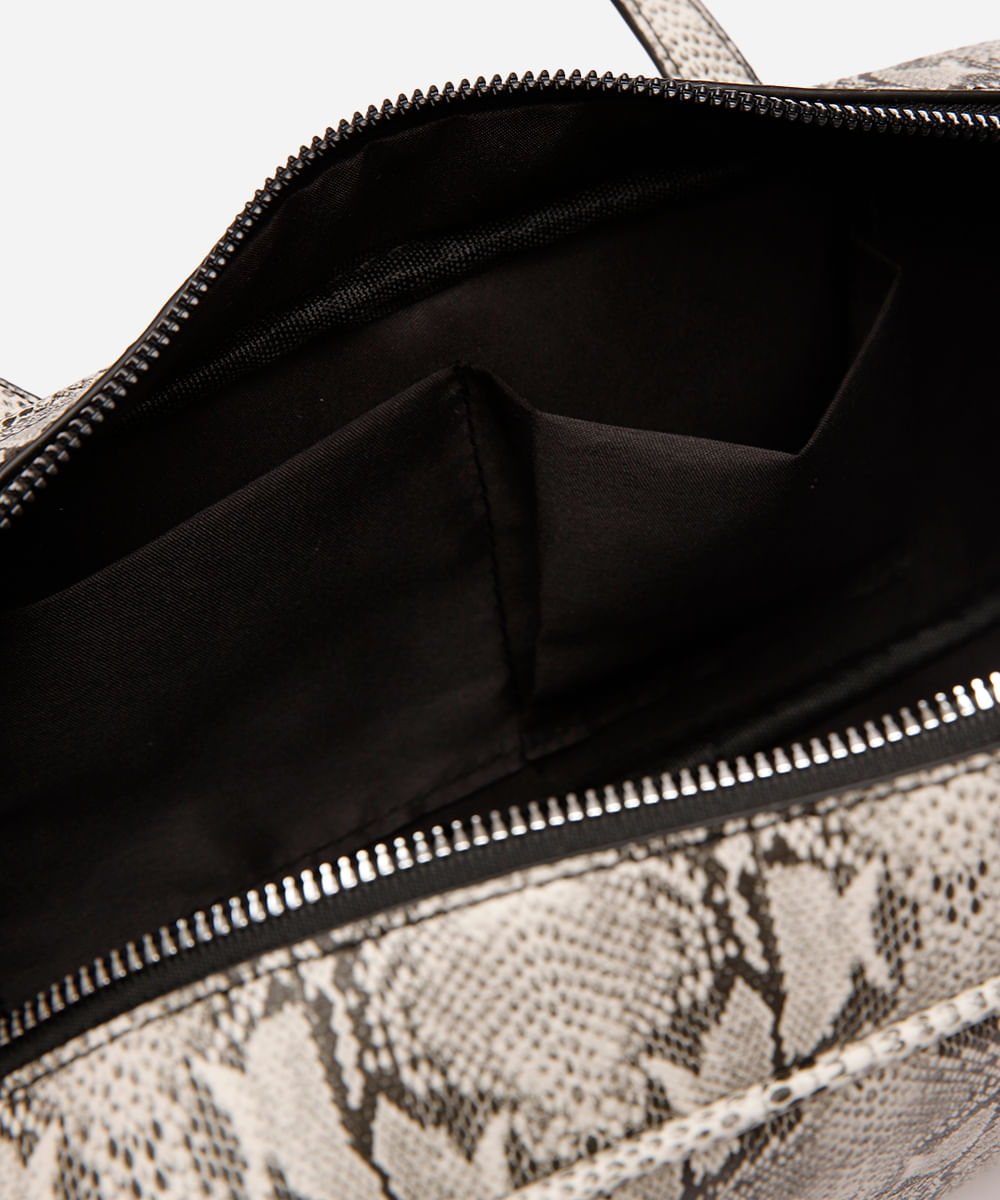 bolsa baguete animal print preta