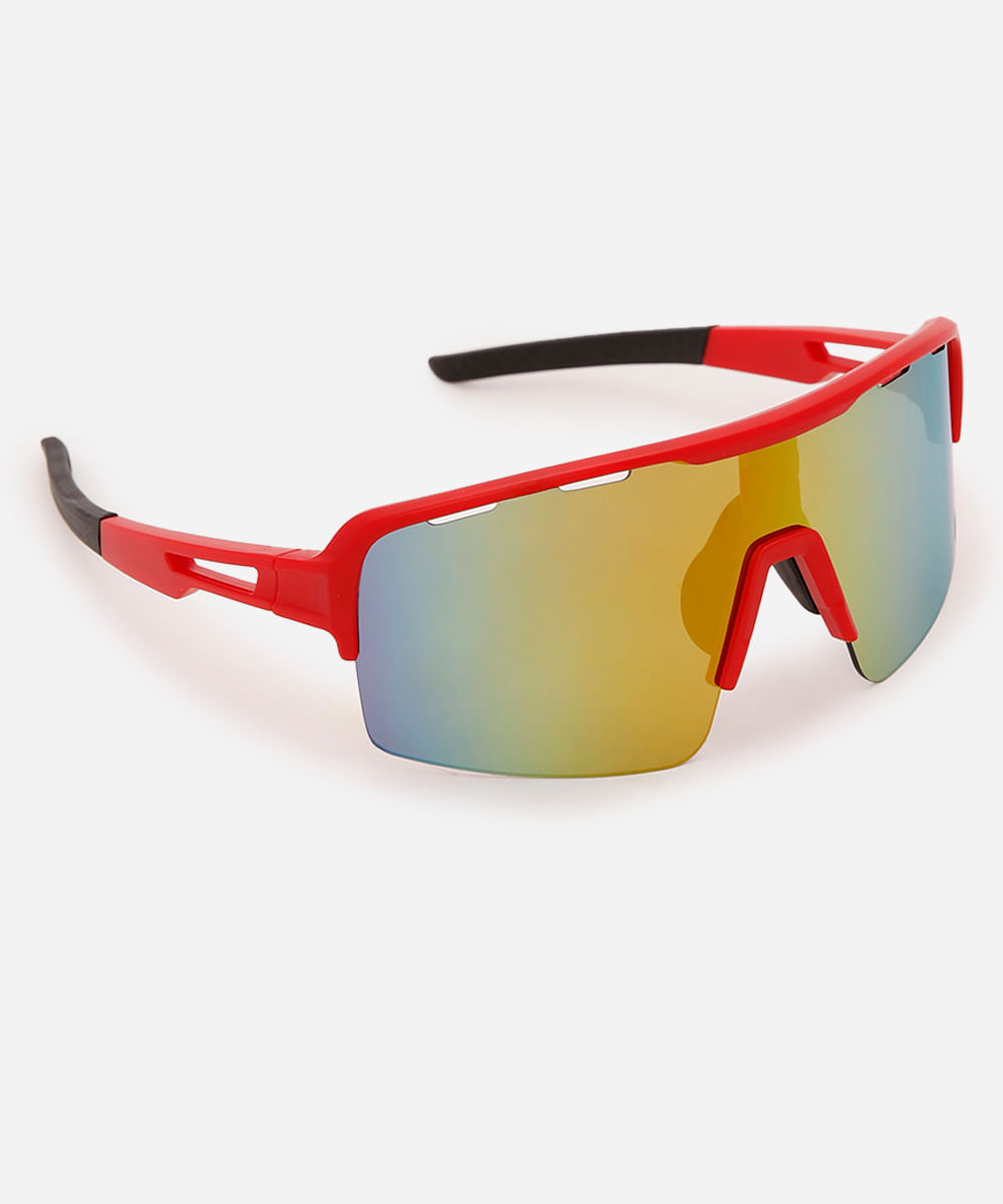 óculos de sol esportivo unissex vermelho