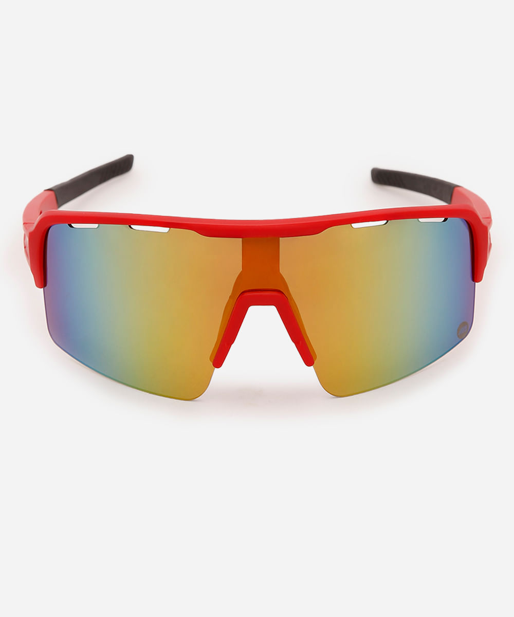 óculos de sol esportivo unissex vermelho