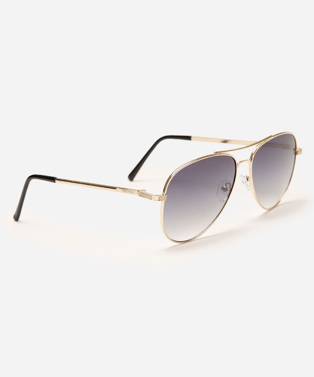 óculos de sol aviador triton unissex dourado
