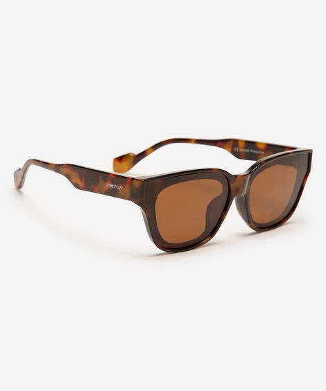 óculos de sol oval tartaruga triton marrom