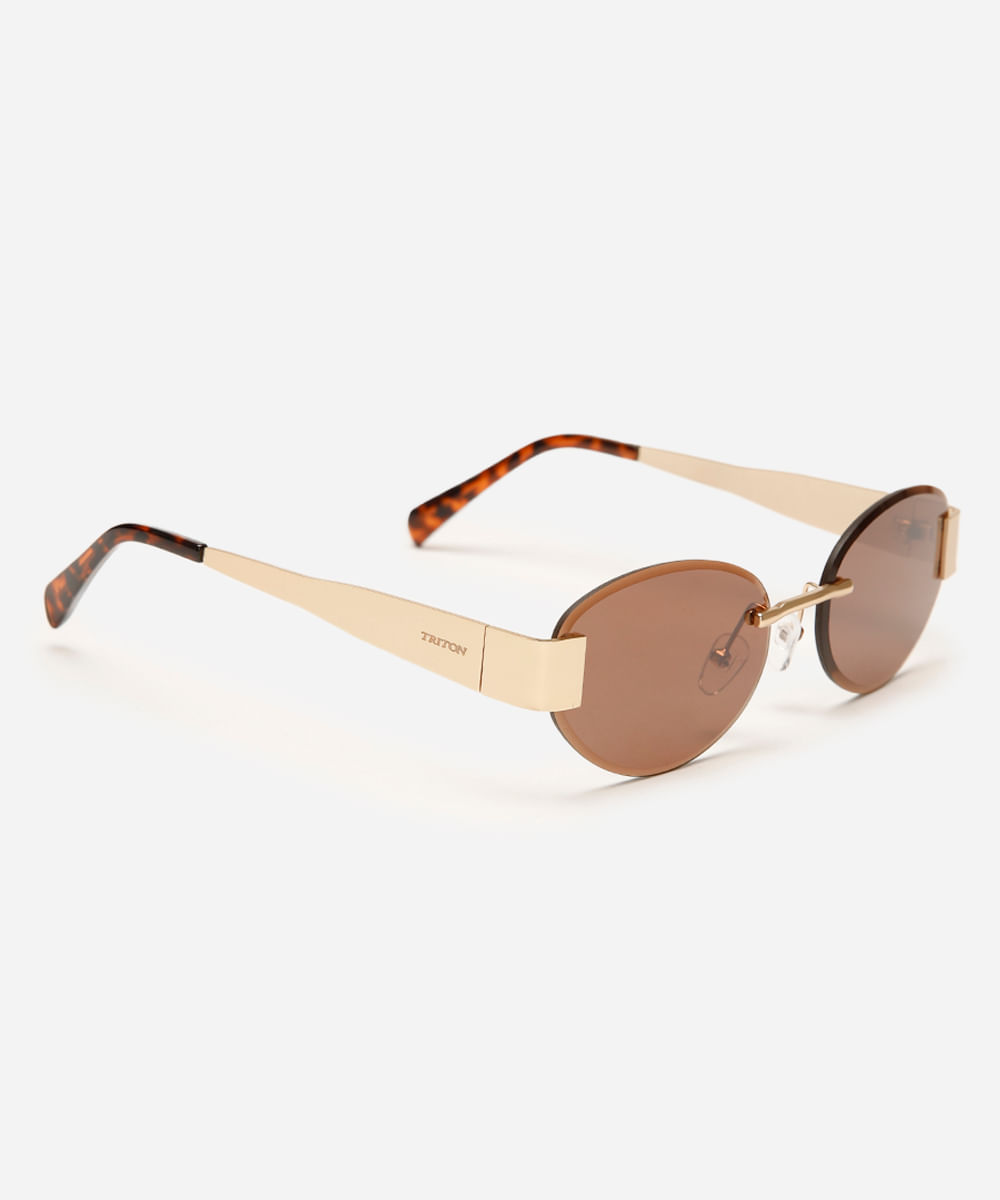 óculos de sol oval triton dourado