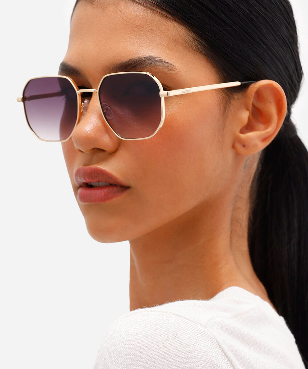 óculos de sol oval triton unissex dourado
