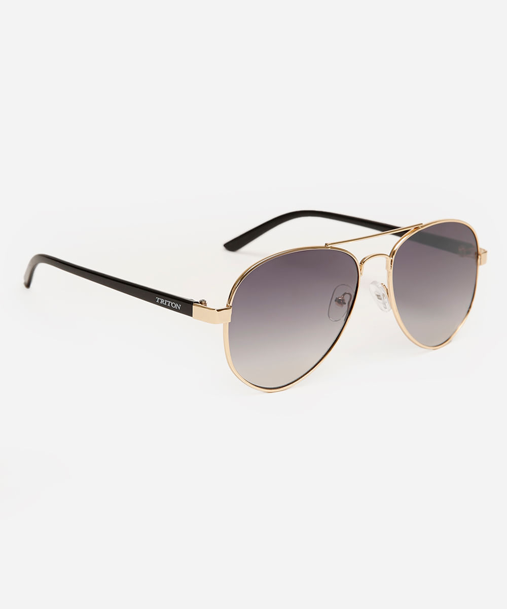 óculos de sol aviador triton unissex dourado
