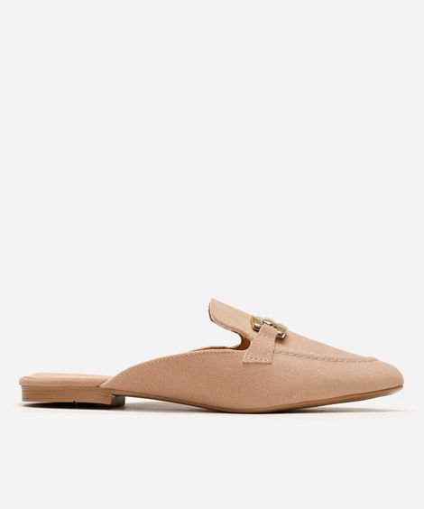 mule texturizado com fivela oneself bege