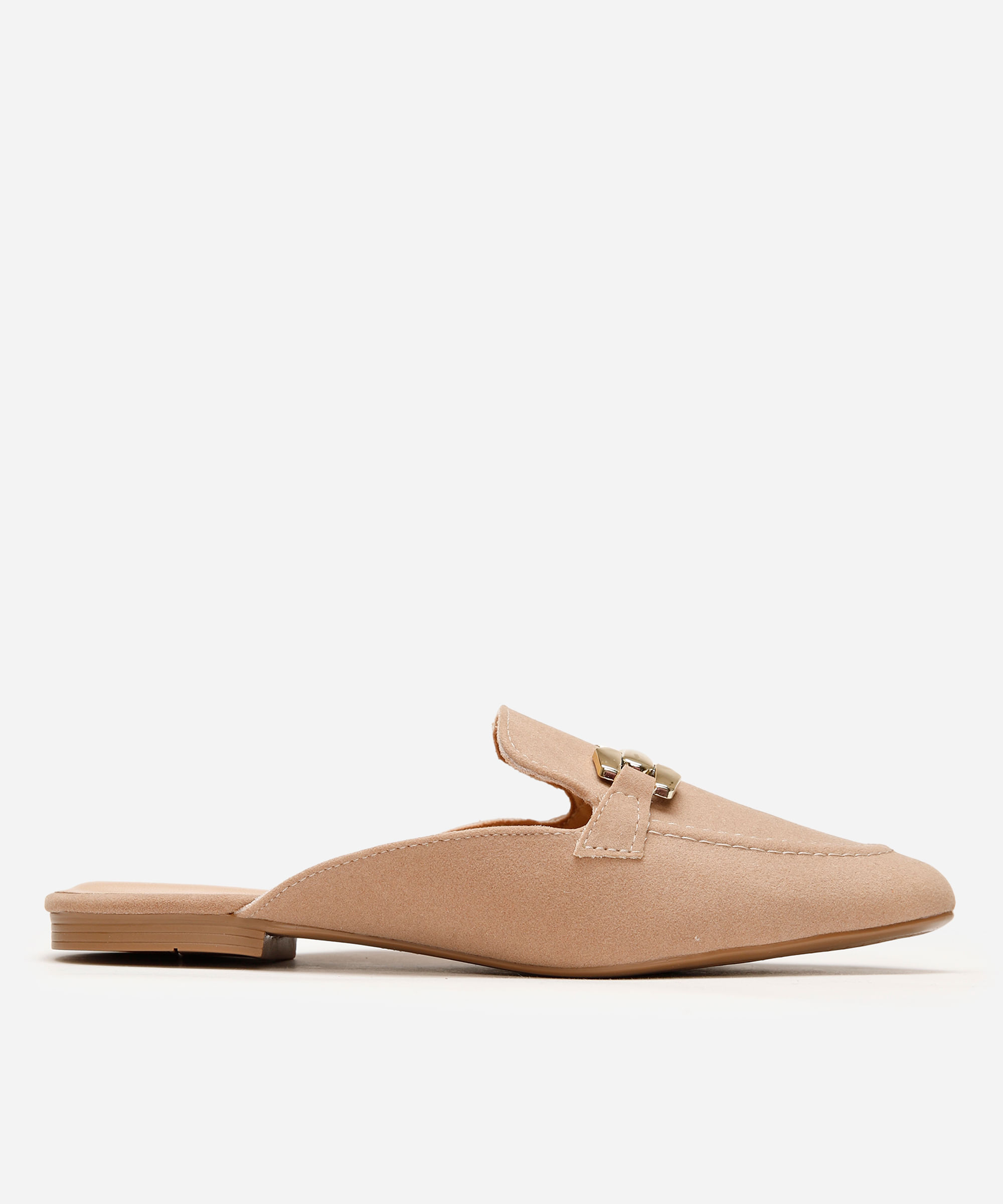 mule texturizado com fivela oneself bege