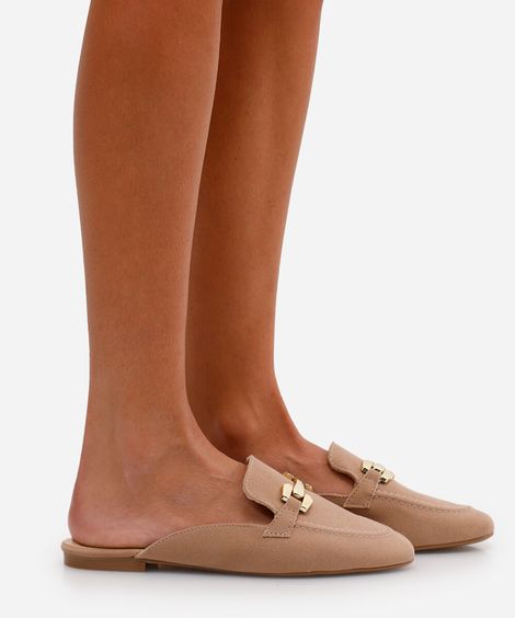 mule texturizado com fivela oneself bege