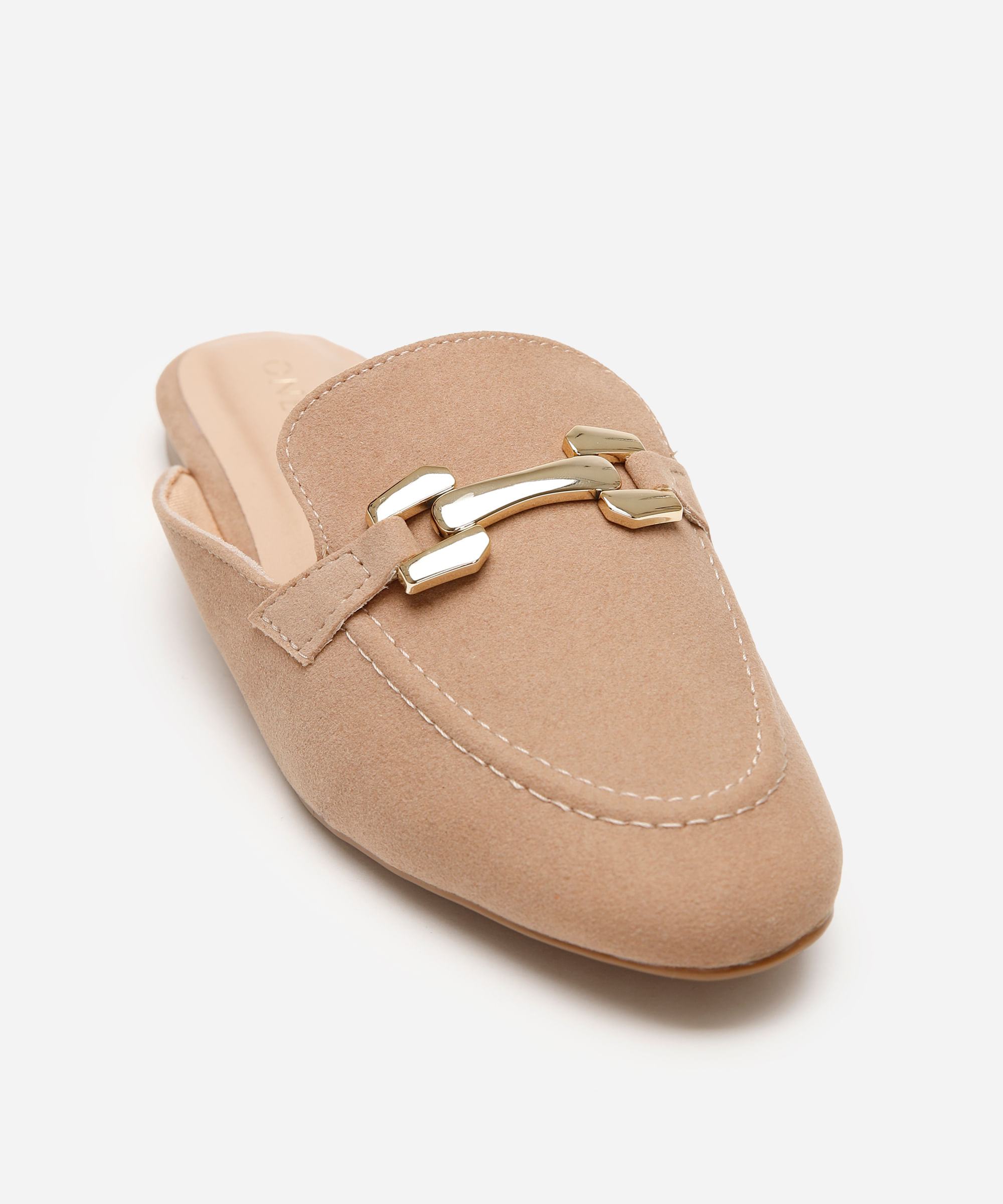 mule texturizado com fivela oneself bege