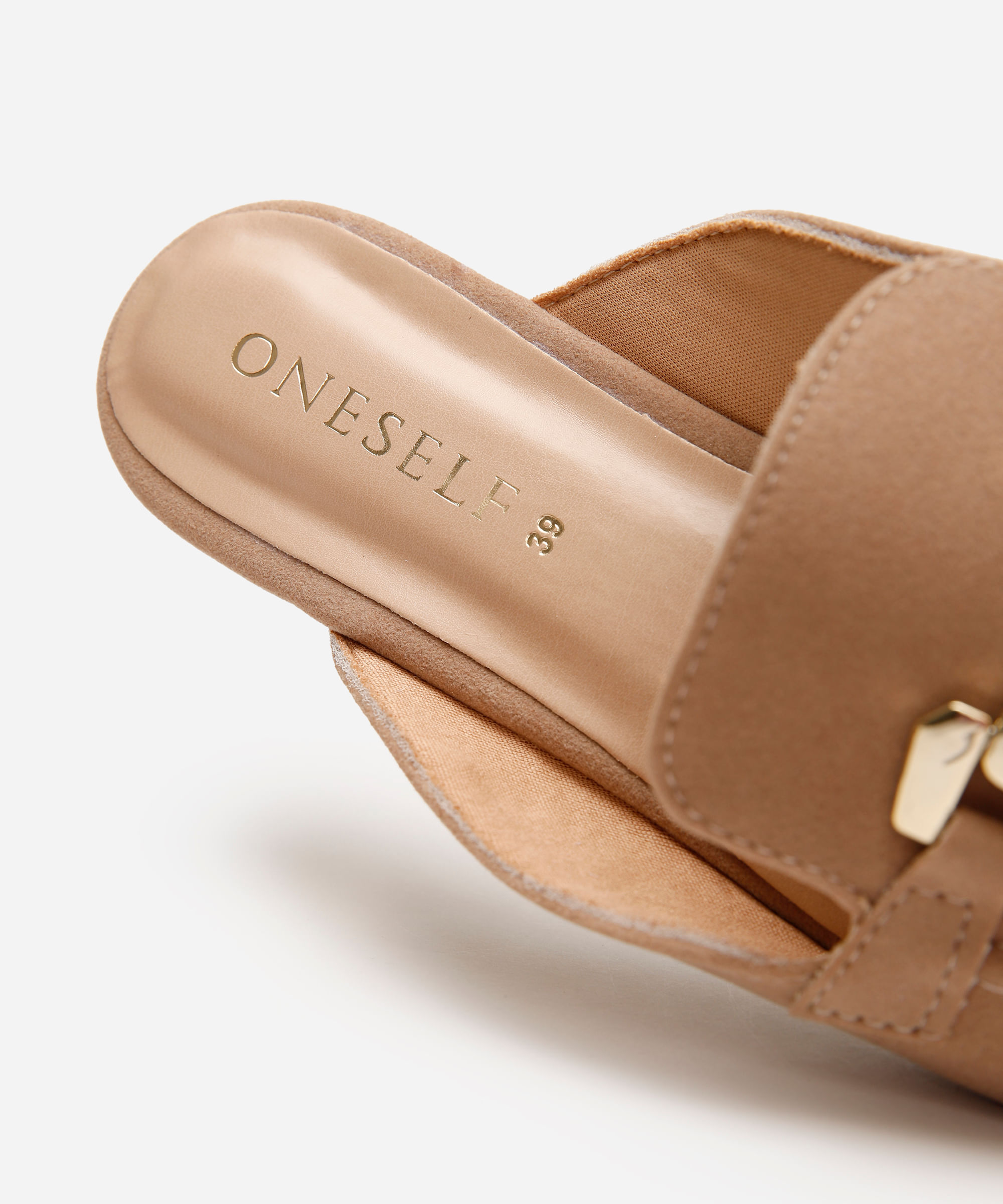 mule texturizado com fivela oneself bege