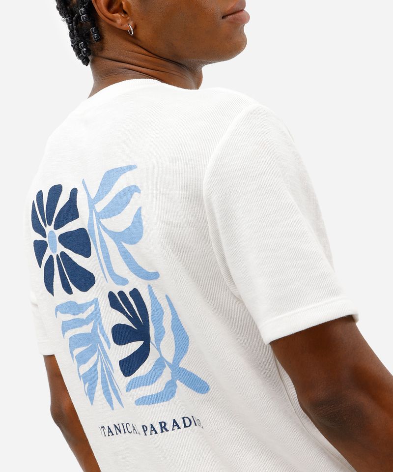 camiseta masculina estampada texturizada off white