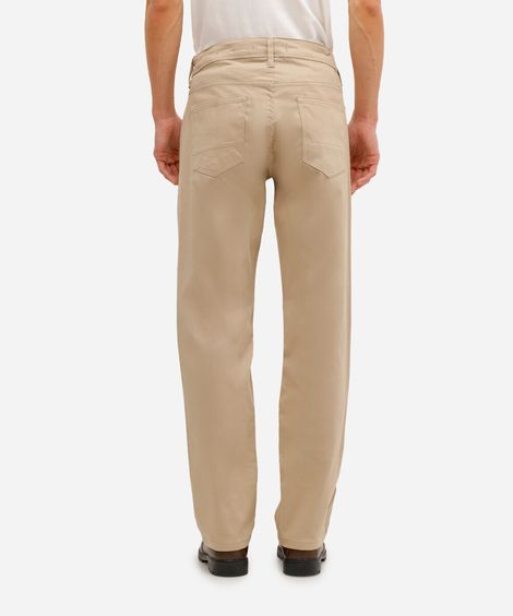 calça reta de sarja comfort bege