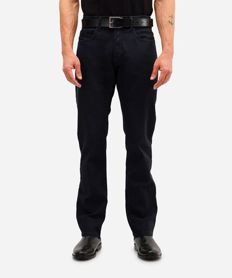 calça reta jeans masculina básica preta