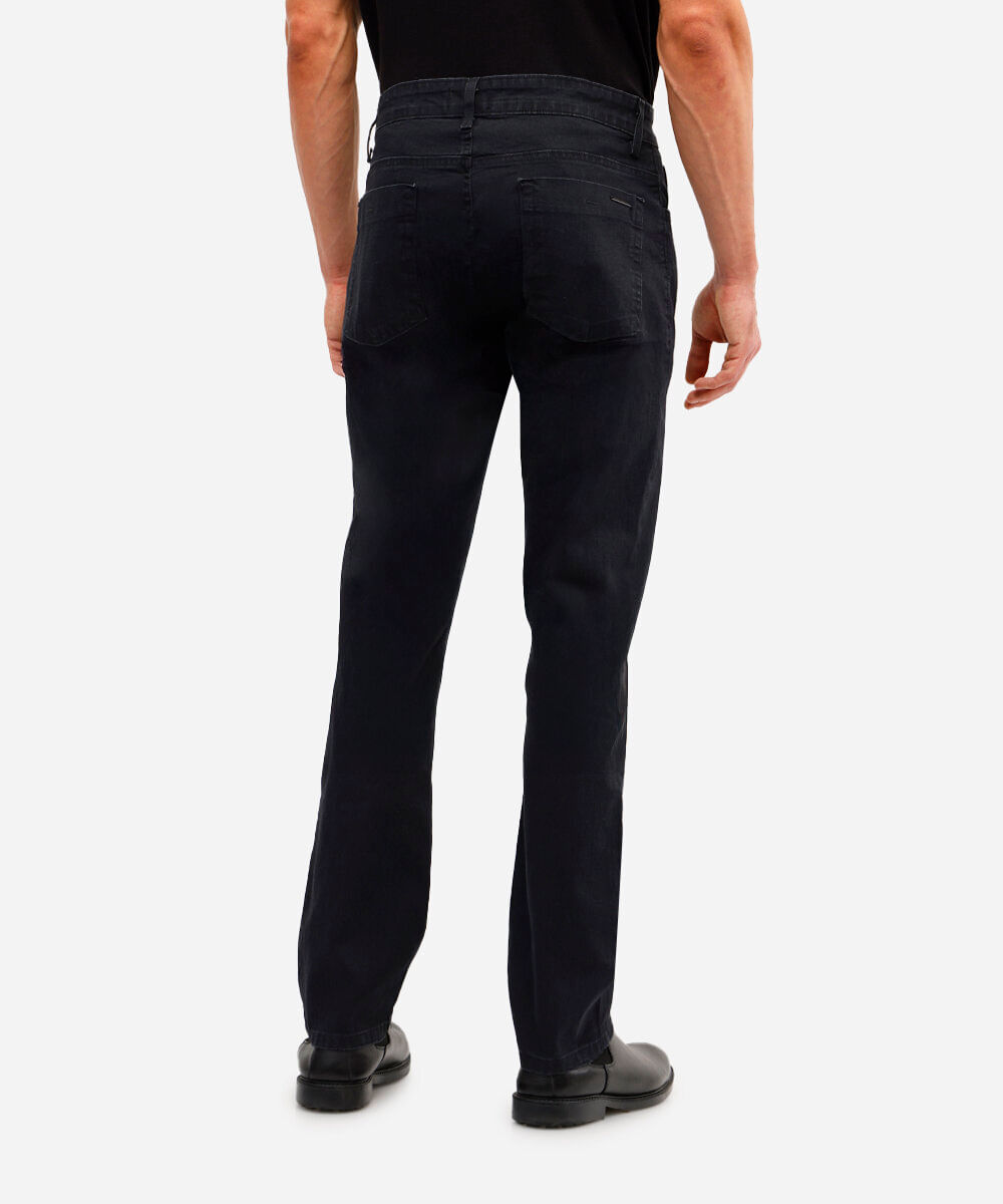 calça reta jeans masculina básica preta